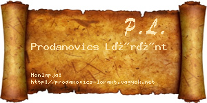 Prodanovics Lóránt névjegykártya